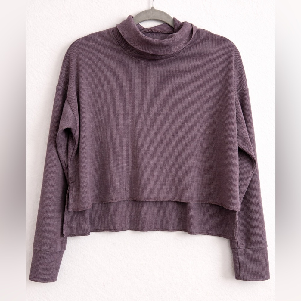 American Eagle Mauve Waffle Knit Cropped Turtleneck Top XS
